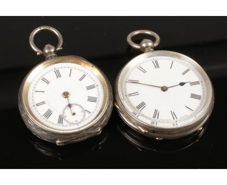 Two fob watches. To include a Swiss Silver fob watch purchased from Sydney D Bone in Chesterfield (Original retailers adverti