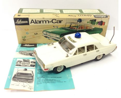 Schuco (Germany) 5340/1 Police Alarm Car: tinplate Opel Admiral in cream with blue light to roof, 'Polizei' decal, tinprinted