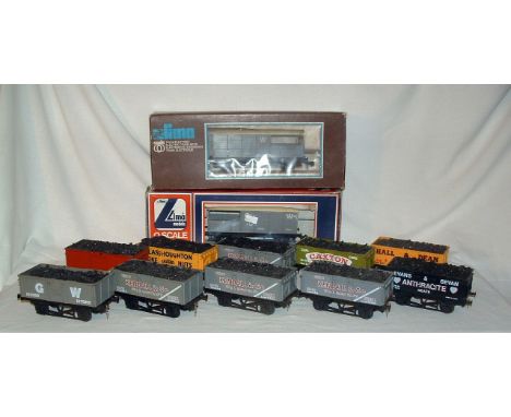 LIMA 0 Gauge - 10 x Private Owner/Mineral Wagons with Coal Loads mostly with Scale Wheels and Couplings (Good Plus) and 2 x 6