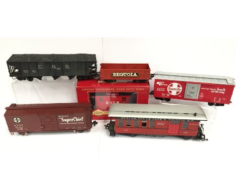 BACHMANN Big Haulers North American outline - 4 x  Freight Wagons and an Old Time Coach - 93130 Caboose (Near Mint Boxed), 2 