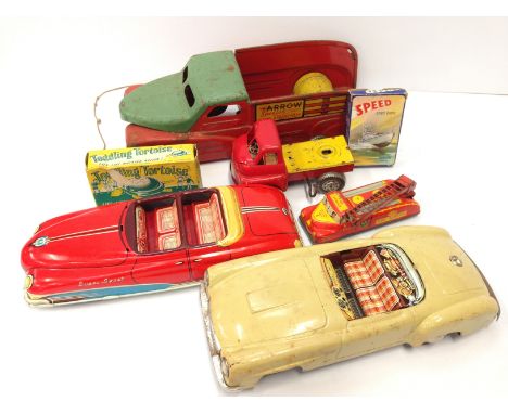 Michael Seidel (Germany) Tinplate Mercedes: cream with tinprinted interior, friction drive, length 26cm (F, lacks interior fi