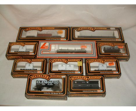 MAINLINE/LIMA 10 x Goods Wagons - Mainline 37156 Oswestry Brake, 37172 GWR Bogie Bolster, 37401 GWR Flats with Containers x 4