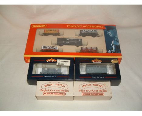 HORNBY and BACHMANN - Hornby R6290 assorted 5 x Wagon Set and 2 x R010 Pugh & Co Coal Wagons - Bachmann 33-078B GW China Clay