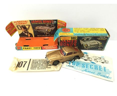 Corgi Toys 261 James Bond's Aston Martin DB5 from 'Goldfinger'. G/F (one rear tyre missing) in F outer box (missing two end f