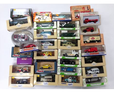 Quantity of Corgi and other diecast car models, includes Mobil Performance Collection models, Schabak #90411 and Detail Cars 
