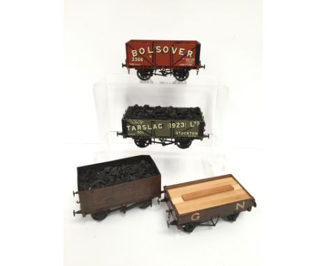 4 x  Kit Built Gauge 1 Wagons - Northern Fine Scale Kit Built 2 x Private Owner Coal Wagons  with Coal Loads - Bolsover Coal 