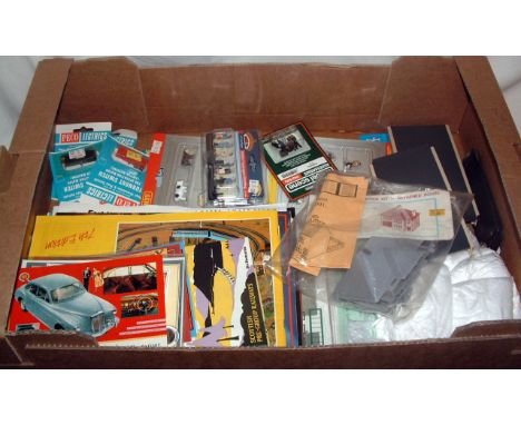 2 x Trays containing several Card and Plastic Kit Built Station Buildings and Houses, a Plastic Footbridge and Kit Built OO v