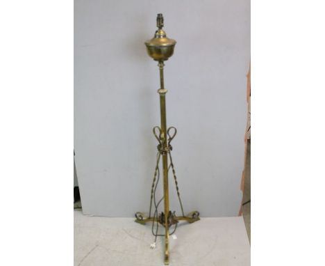 Early 20th century Brass Standard Oil Lamp (converted to Electric), 145cms high
