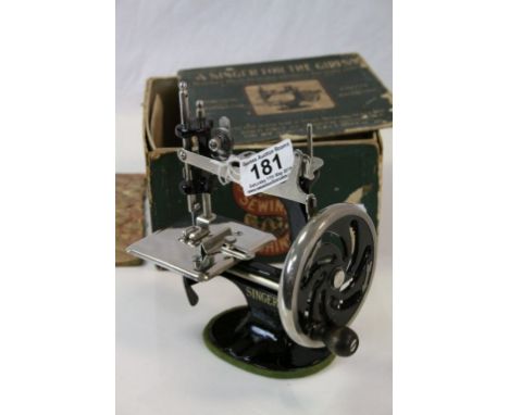 Miniature vintage Singer Sewing Machine with original box marked "A Singer For The Girls"