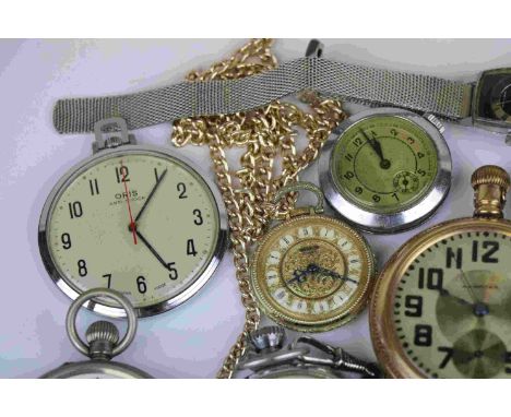 Collection of vintage Pocket watches &amp; Wristwatches to include a Hallmarked Silver fob watch, Oris, Ingersoll etc