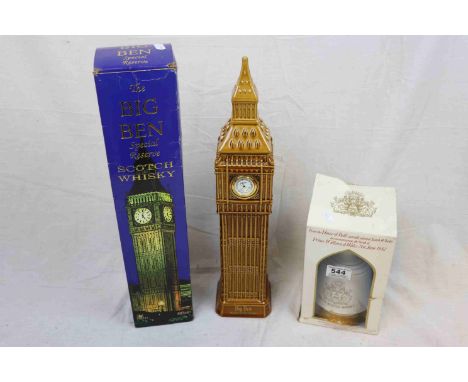 Boxed Big Ben Ceramic Scotch Whiskey Decanter together with a Boxed Wade ' Prince William ' Bell Whiskey Decanter (sealed and