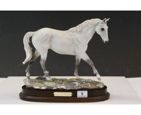 Royal Doulton Limited Edition ceramic model of racehorse "Desert Orchid" by J G Tongue 1989, with Wooden base, stands approx 