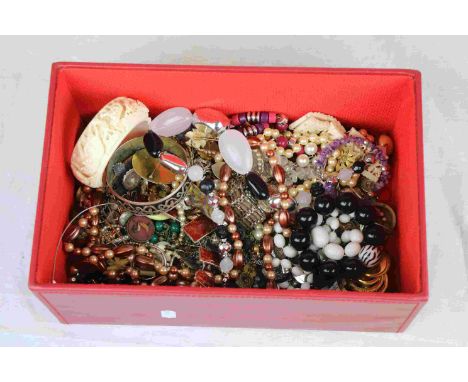 Box of mixed Costume jewellery to include vintage Cameo brooch etc