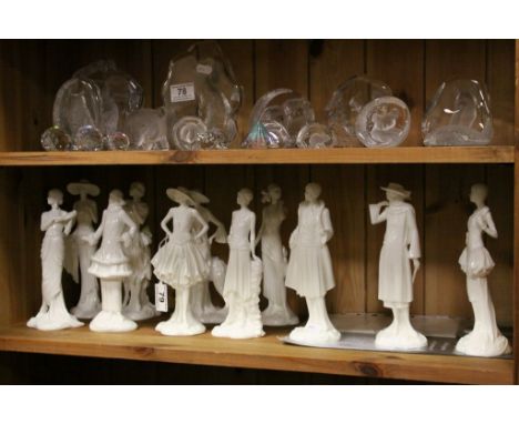 Set of 11 unpainted Royal Worcester Vogue Collection figurines 1922 with COA's
