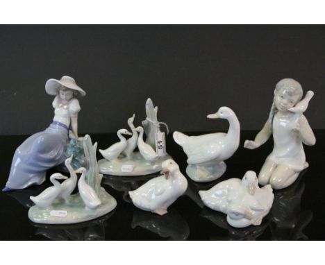 Six vintage Nao ceramic figurines and another to include mainly Ducks &amp; Geese