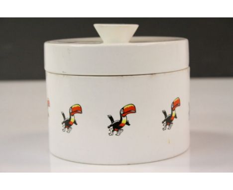 Carltonware Guinness Jar and Lid decorated with Toucans, 11cms high