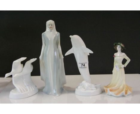 Three boxed Royal Doulton ceramic figurines to include; HN3059 Sophistication, HN3527 Going Home, HN3522 The Leap and a Coalp