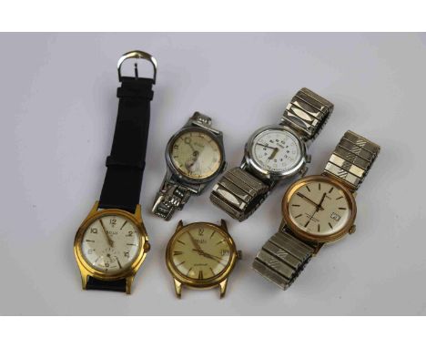 Five vintage Gents Wristwatches to include; Solo, Mudu, Action, Timex &amp; a Braille watch