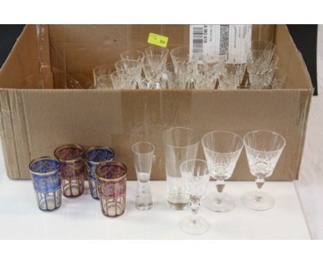 Collection of vintage Glassware to include two boxed sets of Bohemia Crystal Glasses, Punch bowl with cups etc