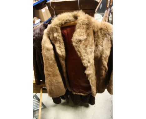 Vintage Ladies Long Fur Coat with label for M. Fletcher Master Furrier together with a Vintage Ladies Short Rabbit Fur Jacket