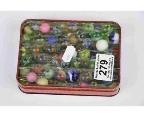 Tin of vintage glass Marbles