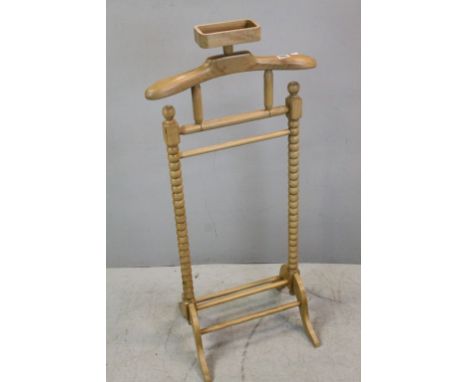 Beech Wood Gentleman's Valet Stand on Bobbin Support 