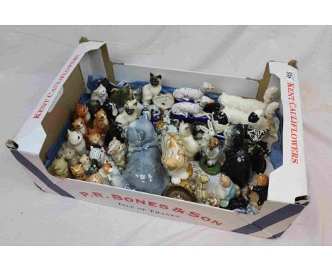 Collection of approx. 50 Ceramic Animals, mainly Cats including many Beswick, Royal Doulton, Wade Lady &amp; The Tramp Figure