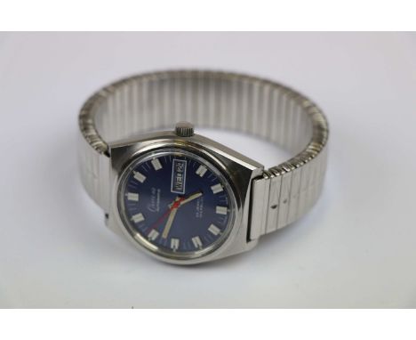Boxed Gents Stainless Steel Chateau Automatic wristwatch 25 jewels with red sweep hand, day/date box at the three position an