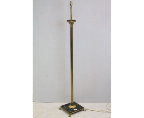 Brass and Marble Corinthian Column Standard Lamp, 144cms high