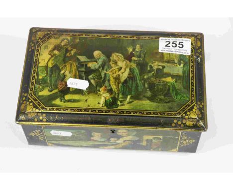 Tin of mixed vintage collectables to include Corkscrew, wooden miniature Shoes, Colibri Lighter, Wine label etc