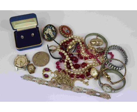 Small collection of vintage Costume jewellery to include a Victorian Silver Crown coin 1900