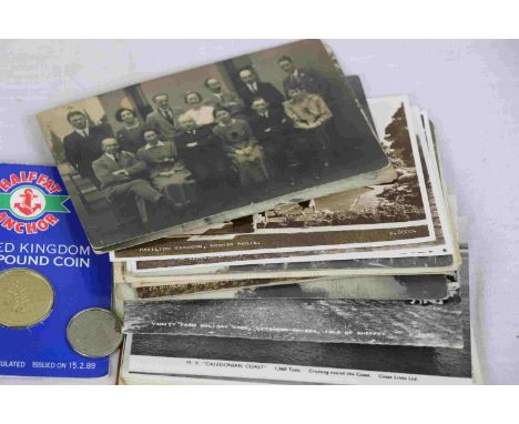 Small collection of vintage World coins and Postcards