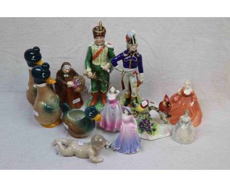 Mixed ceramic Figurines etc to include; Coalport, Royal Copenhagen &amp; Goebel etc
