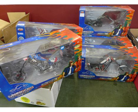 Six American Chopper The Series 1/10th scale Joyride Choppers, all boxed