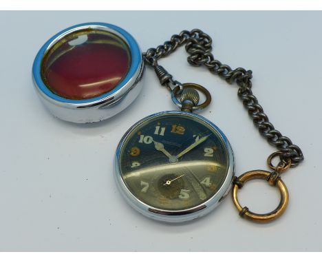 A Jaeger-LeCoultre military issue pocket watch, the case back marked with broad arrow, G.S.T.P., 231030, XX, dial a/f