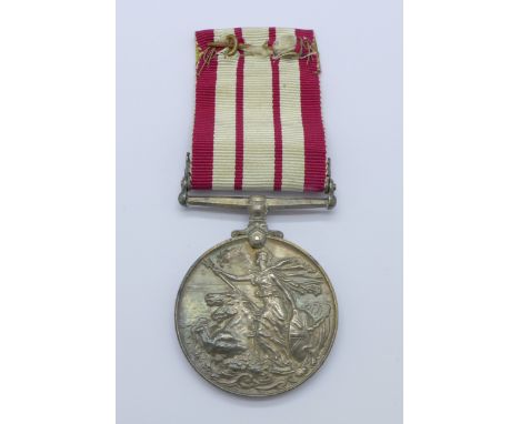 A George VI Service Medal with Malaya bar to CH/X 5370 R. Whatling MNE RM