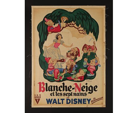 SNOW WHITE AND THE SEVEN DWARFS (1937) - French 'Moyen' - Linen Backed, 1951Bidding for this lot will end on Thursday 8th Feb