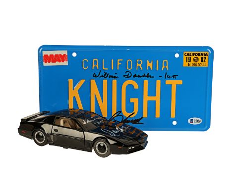 KNIGHT RIDER (T.V. SERIES, 1982 - 1986) - David Hasselhoff and William Daniels Autographed Toy Car and Licence PlateBidding f