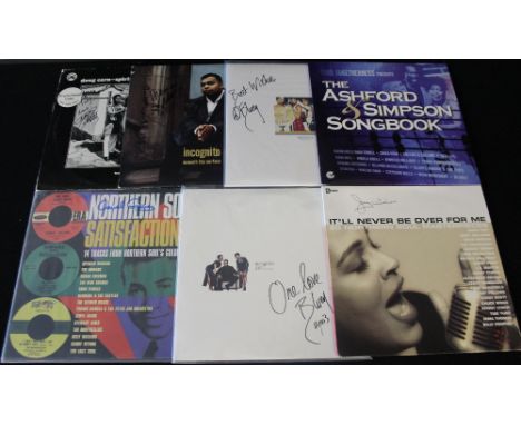 SIGNED SOUL/DISCO RECORDS - Great collection of 50 x signed LP's and 12" singles from many popular performers. Artists/titles