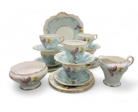 An Aynsley Wayside pattern tea set, for six,&nbsp; &nbsp;cups, saucers and tea plates, bread and butter plate, milk jug and s