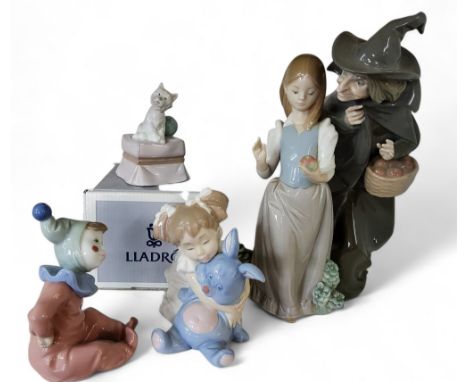 A Lladro figure group, Snow White and the Witch, 27cm high, printed mark;&nbsp; a&nbsp;Lladro model, My Favourite Companion, 
