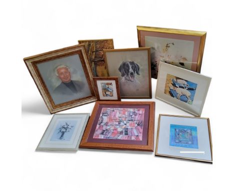 Pictures &amp; Prints - an original portrait of a gentleman; original still-life observations of pointer dogs including a pet