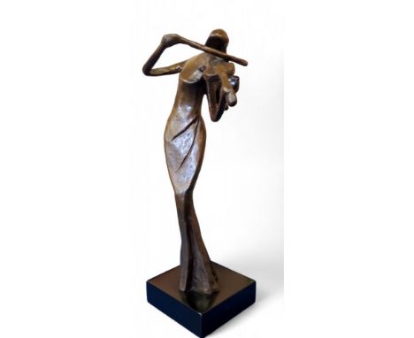 Contemporary School, a bronze, Violinist, plinth base, 26cm high, 