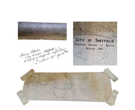 Local &amp; Railway Interest - City of Sheffield proposed railway to Bawtry 1902, signed Charles F. Wide, city surveyor on be