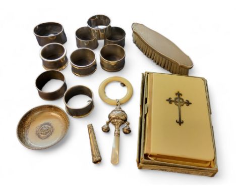 A silver napkin ring, Sheffield 1918;&nbsp; &nbsp;others, Sheffield 1918;&nbsp; London 1971;&nbsp; others, plated; a&nbsp; Ge