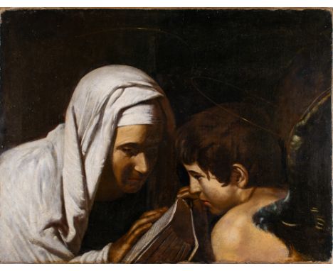 Circle of Caravaggio (Italian, 1571-1610) Saint Francesca Romana and the Angel After the prime in the Sacristy of the Basilic