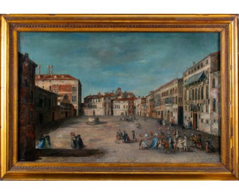 Circle of&nbsp;Joseph Heintz the Younger (1600-1678)&nbsp;Carnival scene, Campo San Polo Oi on canvas Dimensions: (Frame) 21.