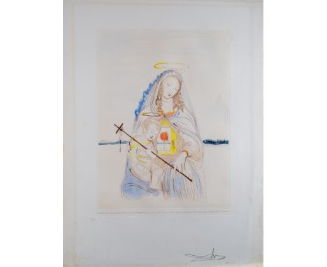 Salvador Dali (Spanish, 1904-1989) Madonna with a rose 1982 Coloured lithograph Edition 2/450, published by Magui Signed and 