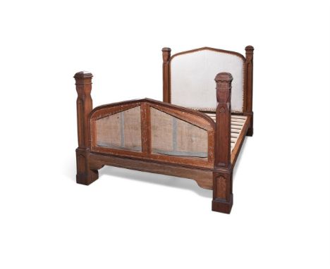 THE SCONE PALACE GOTHIC BED A GOTHIC REVIVAL OAK DOUBLE BED FRAME DESIGNED BY WILLIAM ATKINSON EARLY 19TH CENTURY 156cm high,