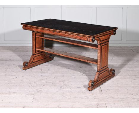 Y&nbspA FINE REGENCY SATINWOOD AND MACASSAR EBONY LIBRARY TABLE  ATTRIBUTED TO GEORGE OAKLEY, CIRCA 1805-1810 In the manner o